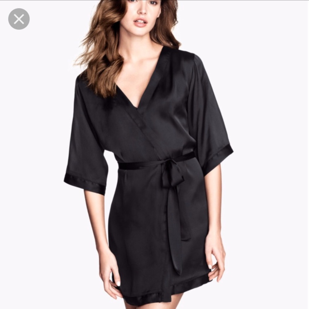 H&M Black Satin Robe